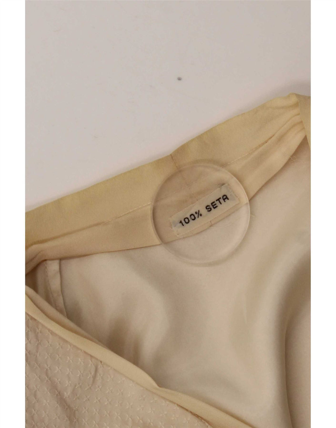 Jachetă vintage pentru femei cu 3 nasturi, UK 14, mătase medie, bej