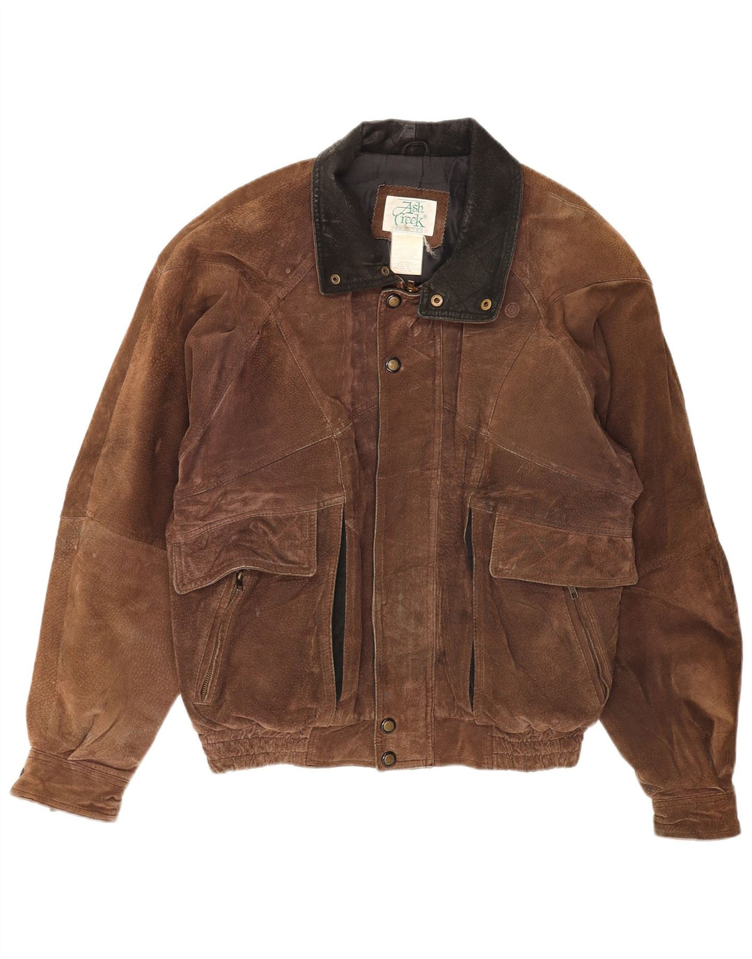 Bomber vintage pentru bărbați din piele intoarsa UK 40 mare, maro, din piele