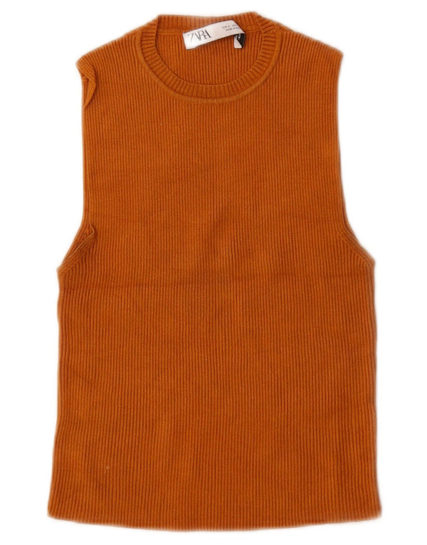 Vestă Crop Top pentru femei Zara UK 8 Small Orange Viscose