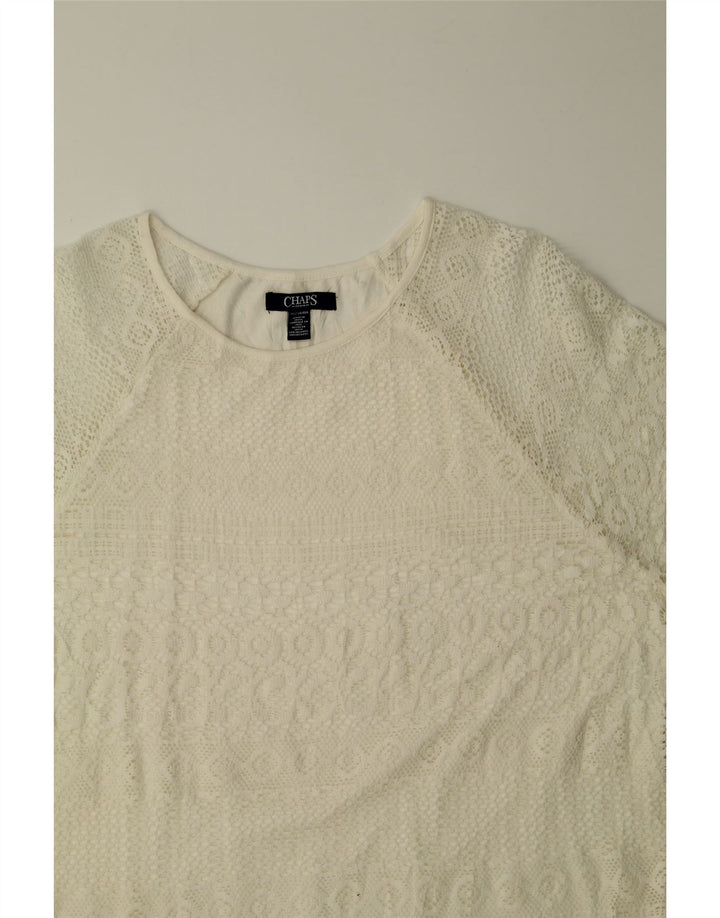 CHAPS Womens Lace Blouse Top UK 20 2XL White Cotton Vintage Chaps and Second-Hand Chaps from Messina Hembry 