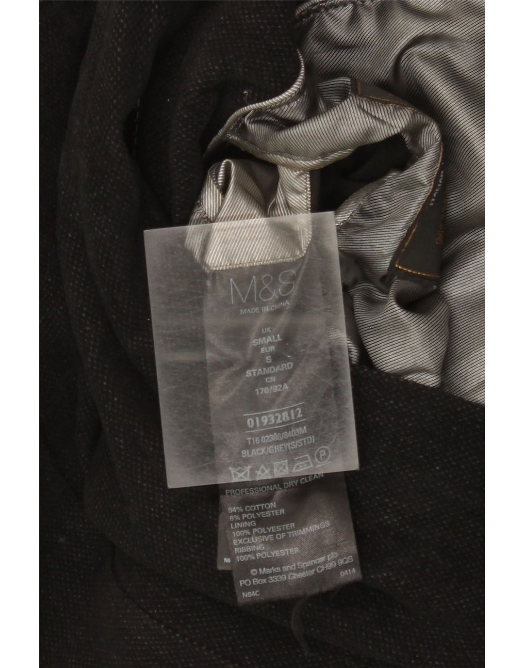 Jachetă militară pentru bărbați Marks & Spencer UK 36, bumbac negru mic