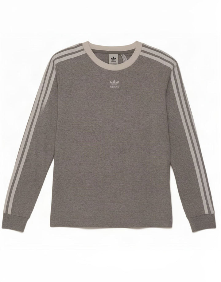 Top pentru femei Adidas cu mânecă lungă UK 10 mic, gri bumbac