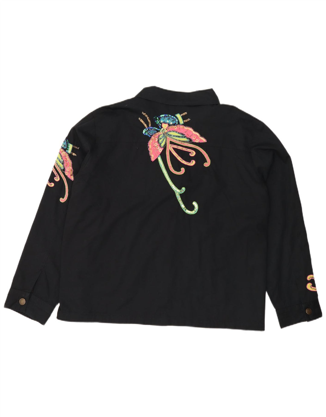 Jachetă bomber supradimensionată pentru femei INDIGO MOON UK 22 3XL Black Butterfly