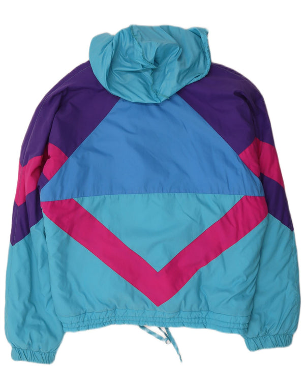 Jachetă vintage pentru bărbați cu glugă, UK 42 XL, albastru, poliamidă color bloc