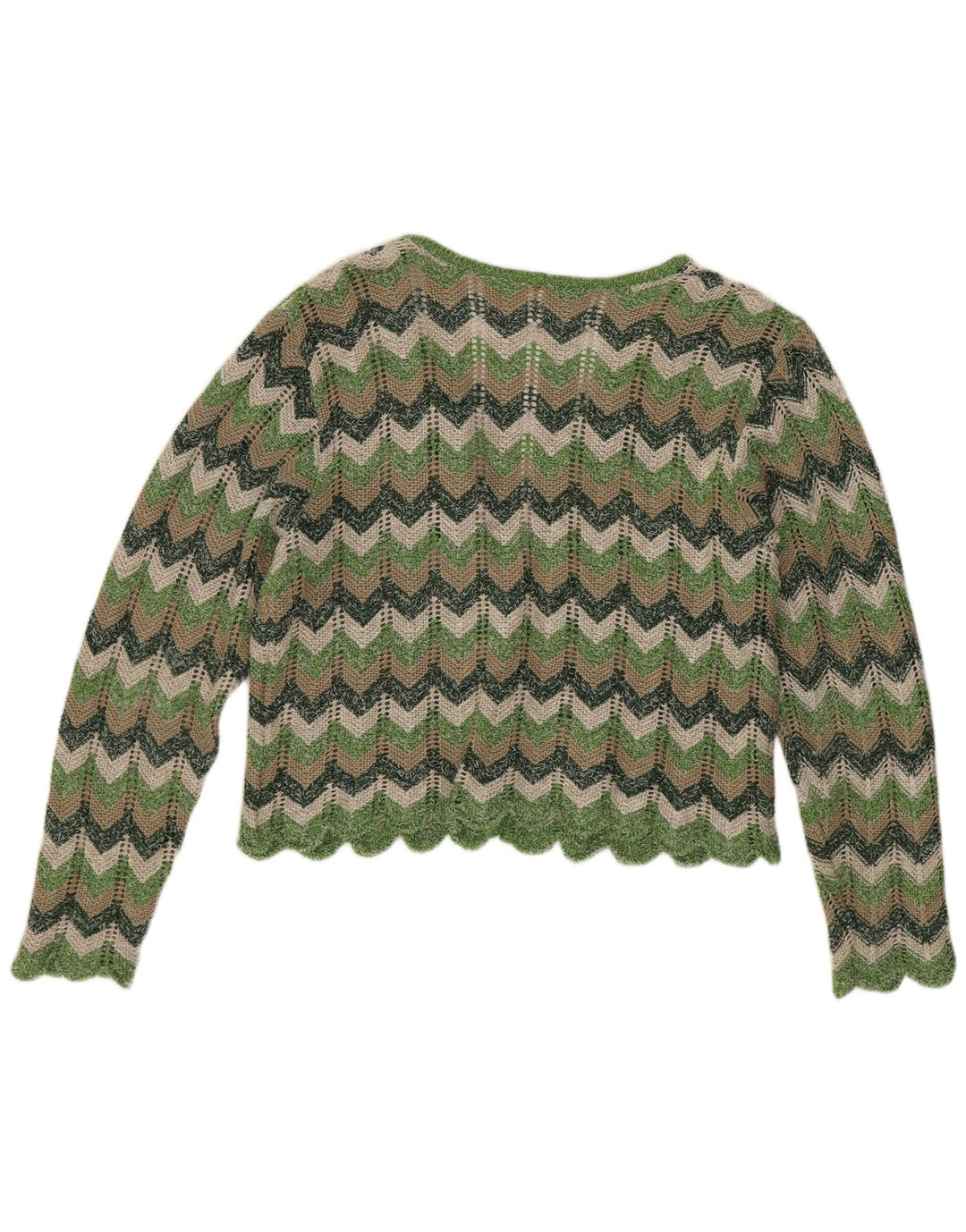 Pulover Steffner pentru femei Crop Cardigan EU 40 Medium Green Chevron