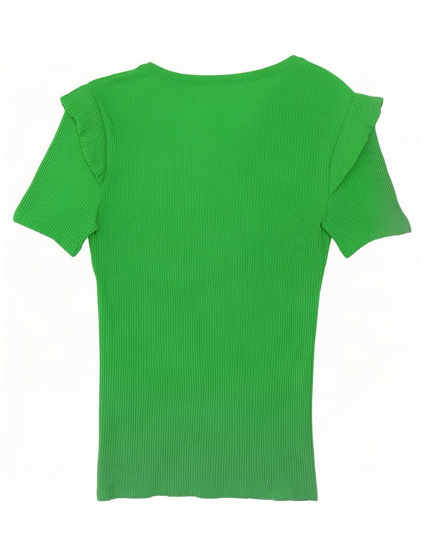 Tricou Crop pentru femei Zara UK 12 Bumbac verde mediu