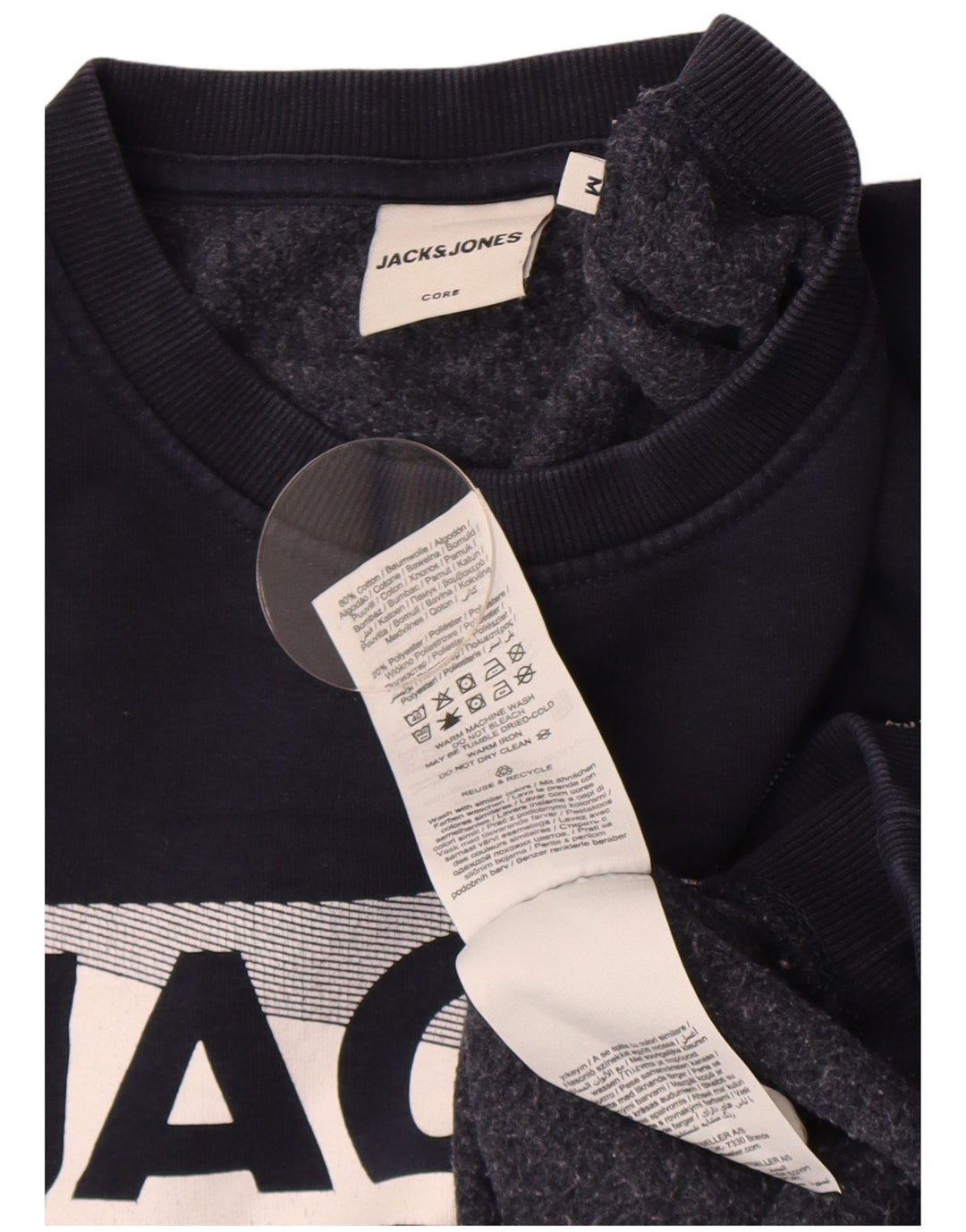Hanorac cu grafic Jack & Jones pentru bărbați Pulover mediu din bumbac bleumarin