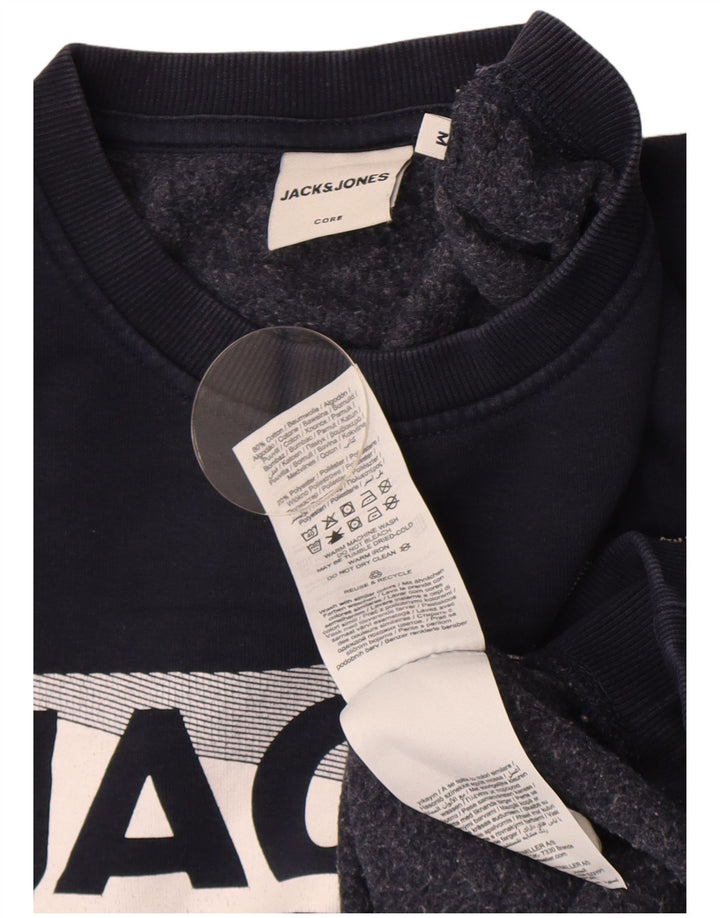 Hanorac cu grafic Jack & Jones pentru bărbați Pulover mediu din bumbac bleumarin