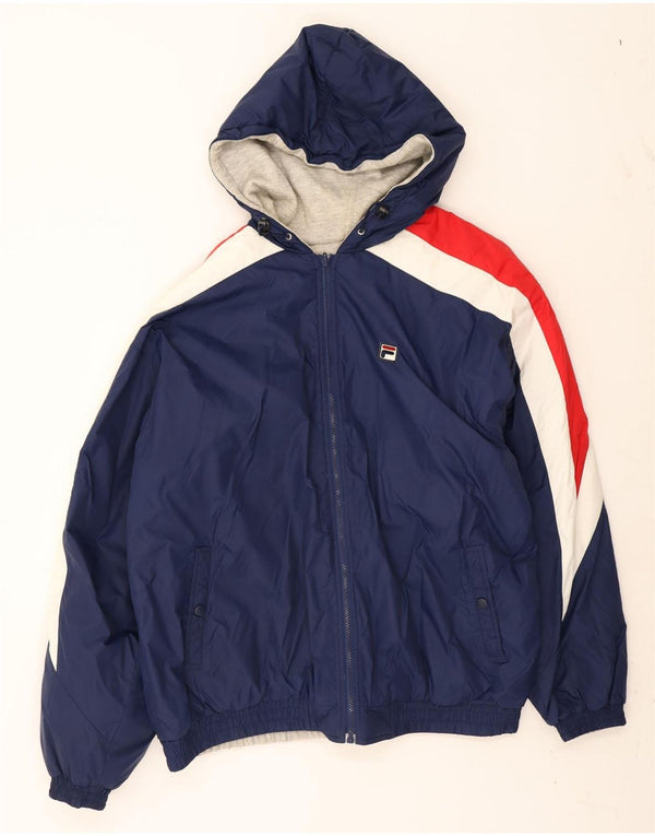 Jachetă reversibilă cu glugă Fila pentru bărbați UK 42 XL bleumarin din poliamidă color bloc