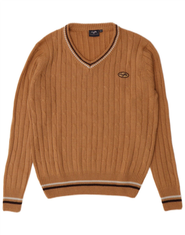 Pulover pentru bărbați Lotto cu decolteu în V, maro mediu, acrilic