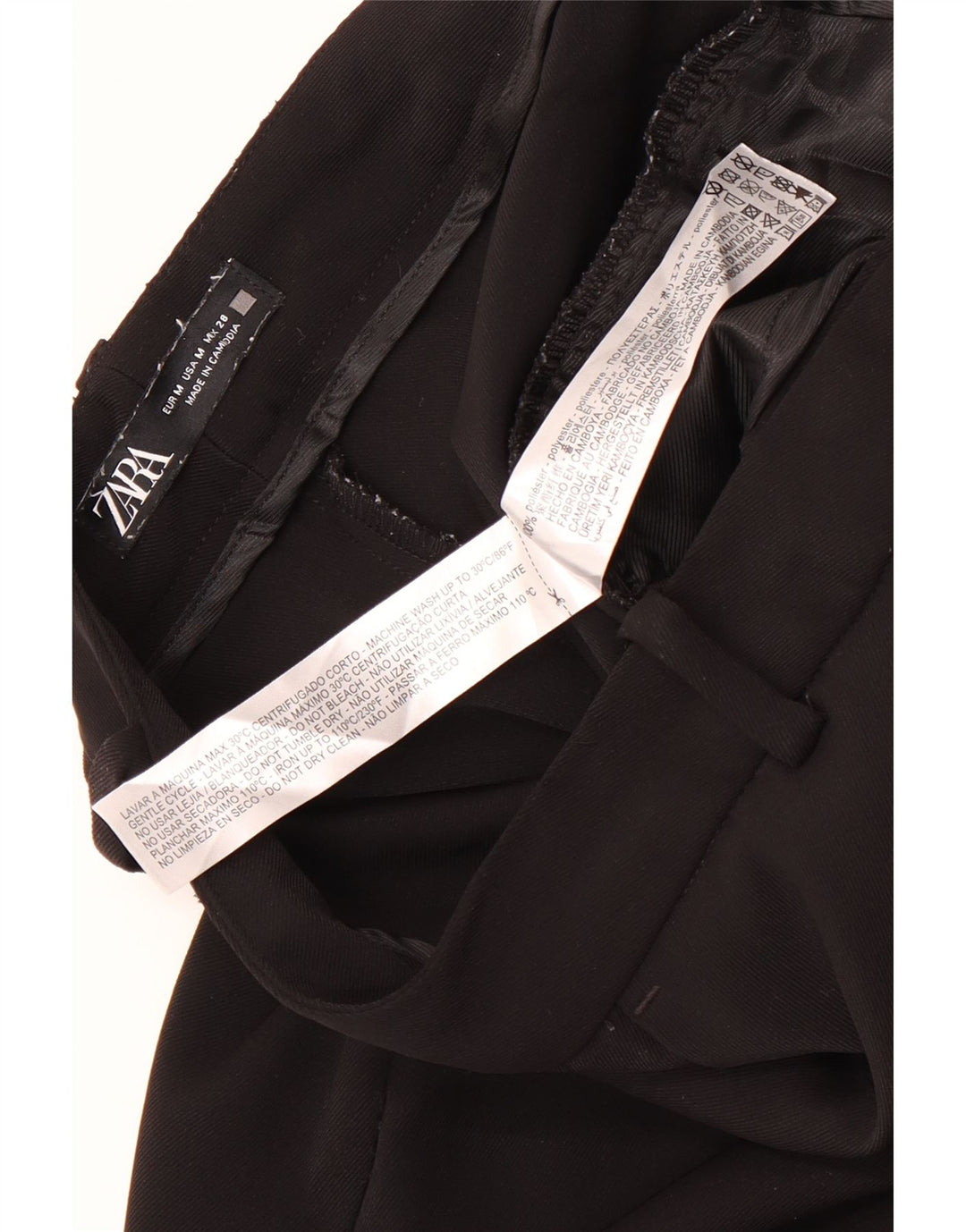 Pantaloni chino pentru femei cu picioare largi Zara Mediu L28 L29 Poliester negru