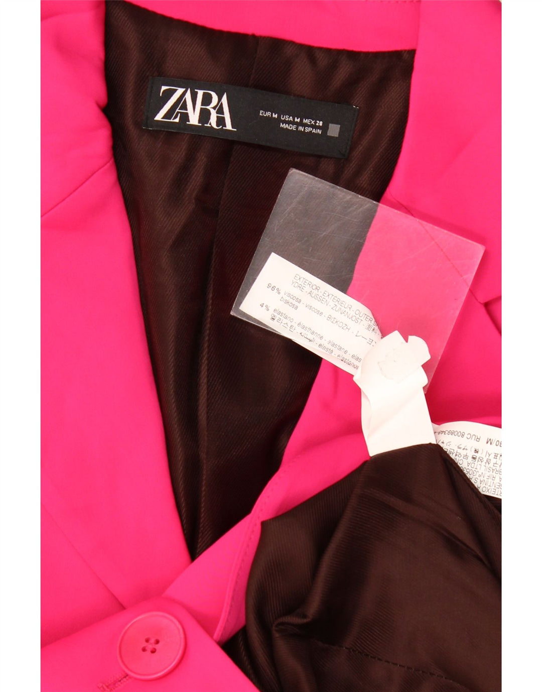 Blazer pentru femei Zara cu 2 nasturi, UK 12, viscoză, roz mediu