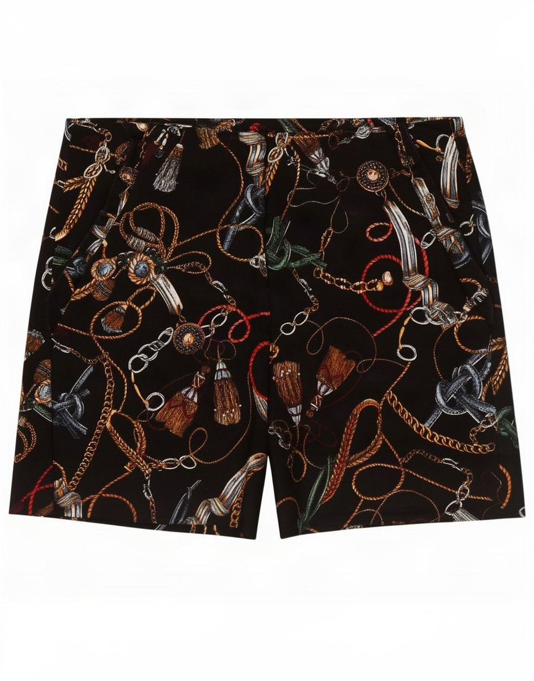 Pantaloni scurți casual pentru femei cu model abstract Zara Medium W28 bumbac negru