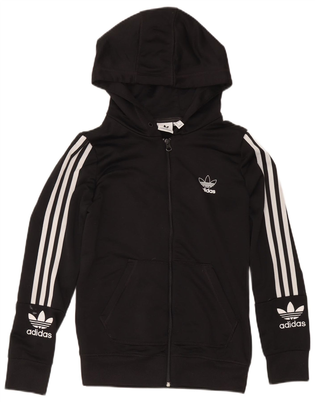 Pulover Adidas Graphic Zip pentru femei UK 12 Poliester mediu negru