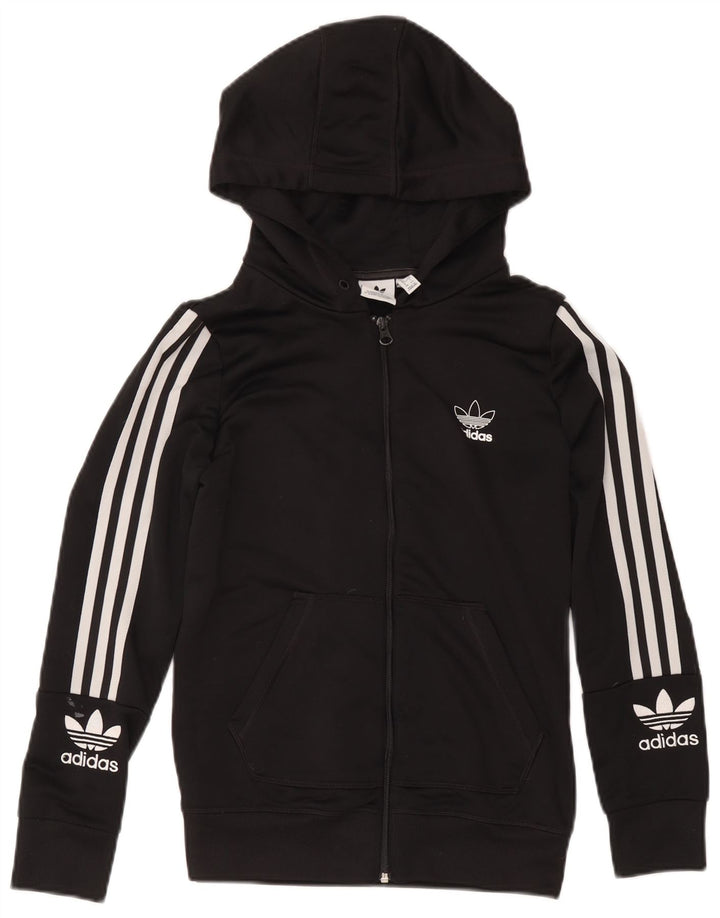 Pulover Adidas Graphic Zip pentru femei UK 12 Poliester mediu negru