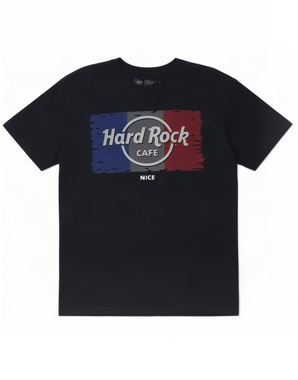 Tricou grafic frumos pentru bărbați Hard Rock Cafe Top mediu din bumbac bleumarin