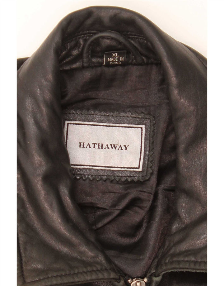 Jachetă de piele pentru bărbați Hathaway UK 42 XL din piele neagră