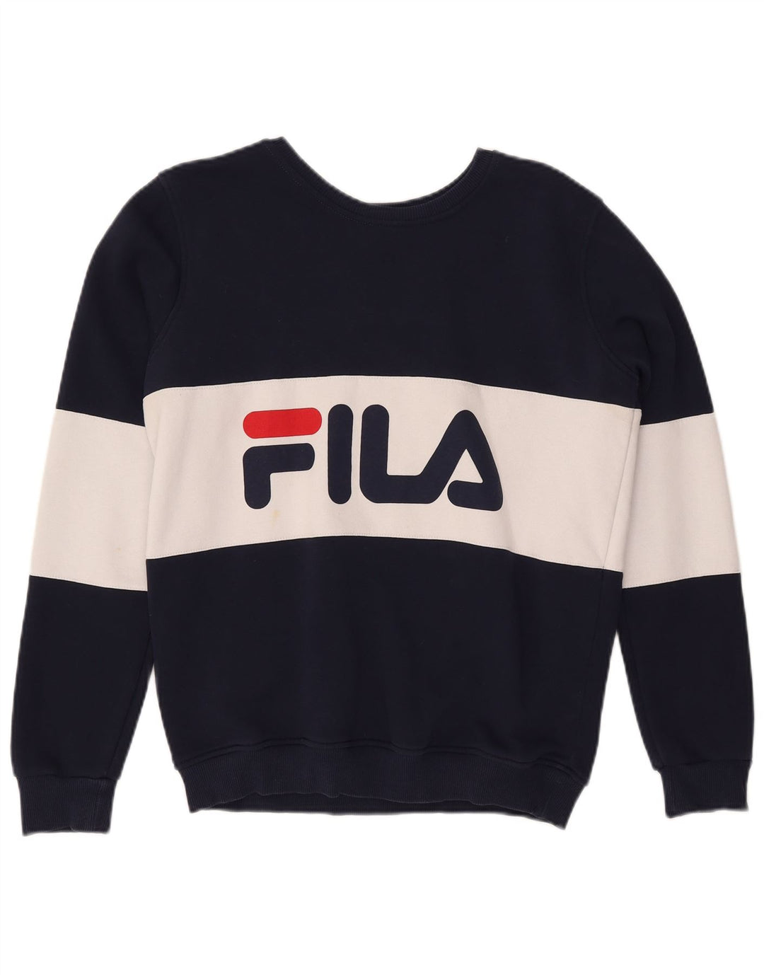 Pulover cu grafic pentru femei FILA UK 12 Medium Bleumarin Colorblock