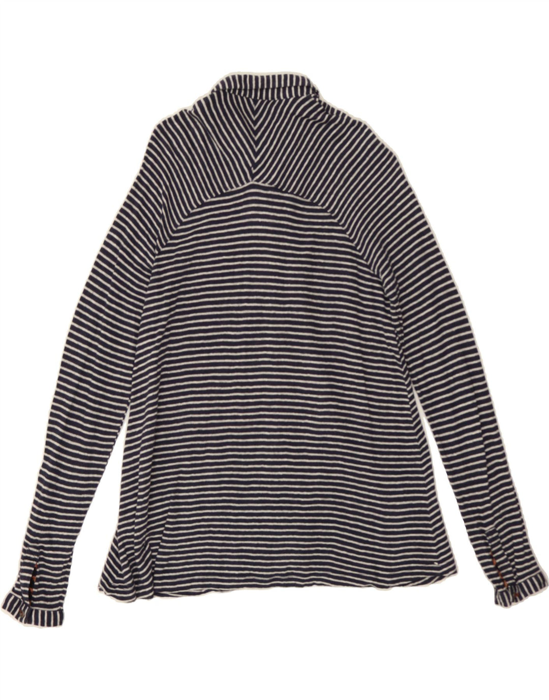 WHITE STUFF Womens Shirt UK 12 Medium Navy Blue Striped Linen Vintage White Stuff and Second-Hand White Stuff from Messina Hembry 