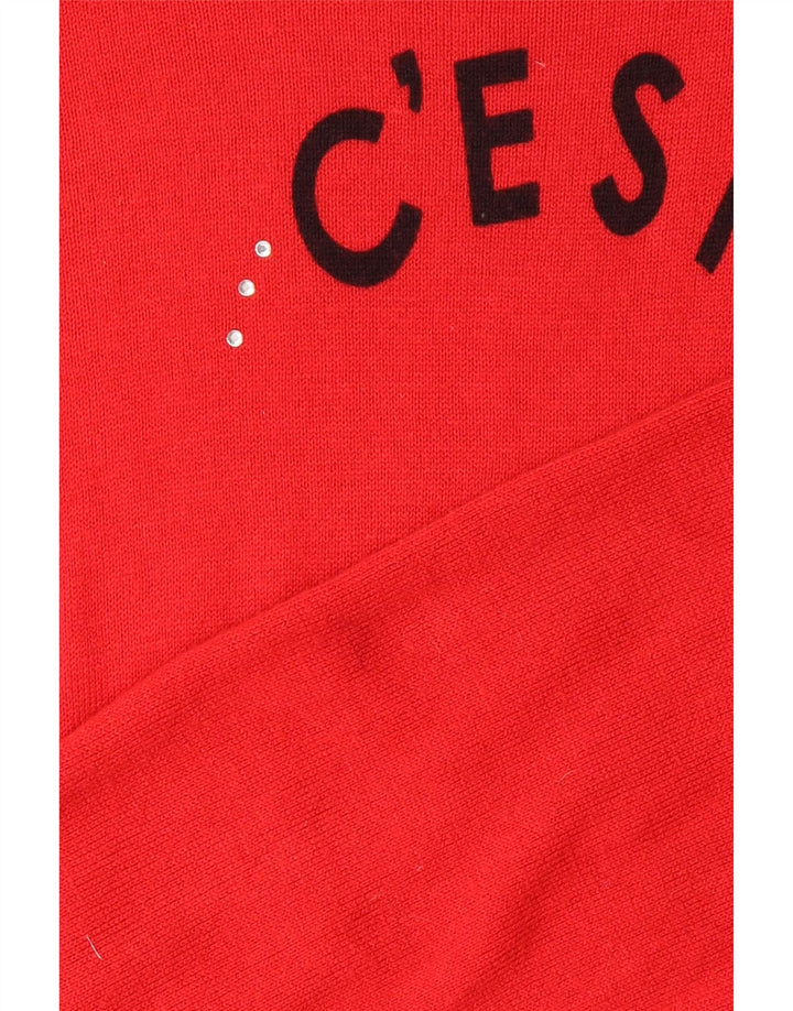 MARKS & SPENCER Pulover cu decolteu cu barcă cu grafică pentru femei UK 18 XL Roșu