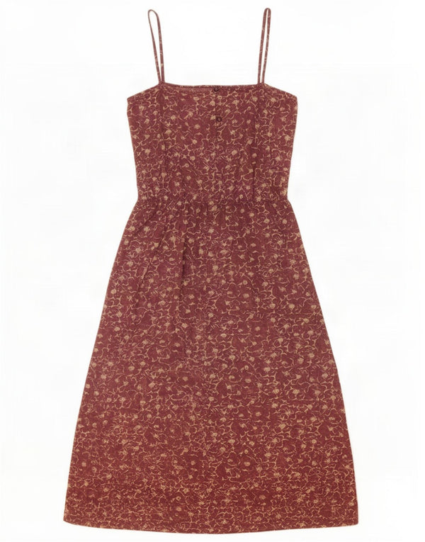 Vintage Womens Sundress UK 8 Small Burgundy Floral