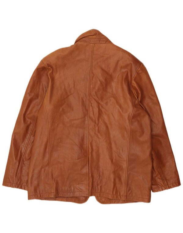Jachetă vintage din piele pentru bărbați, cu 3 nasturi, UK 46 3XL din piele maro