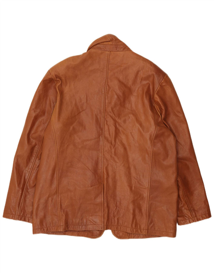 Jachetă vintage din piele pentru bărbați, cu 3 nasturi, UK 46 3XL din piele maro