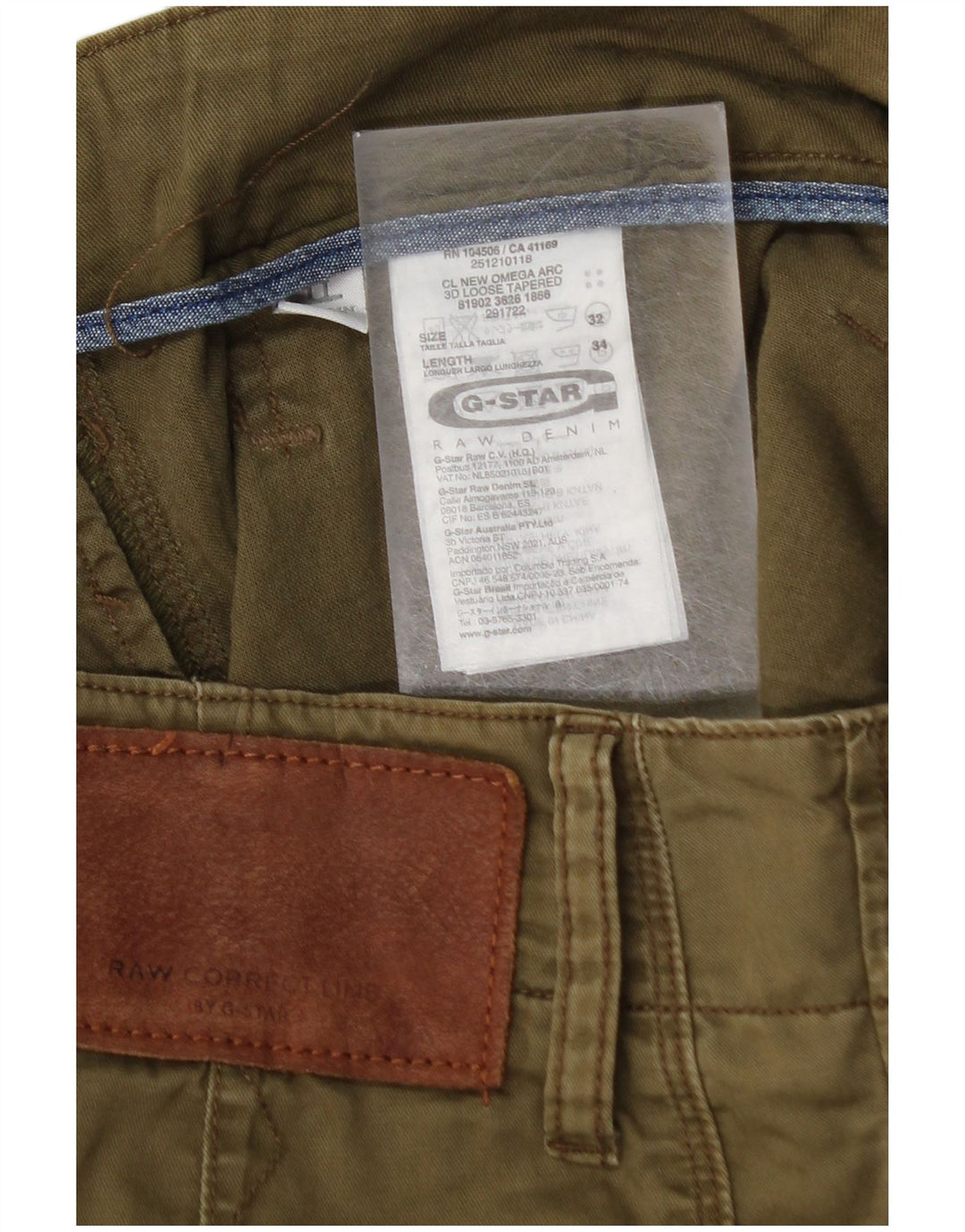 G-STAR Pantaloni Banana Chino pentru bărbați L32 L32 Bumbac kaki