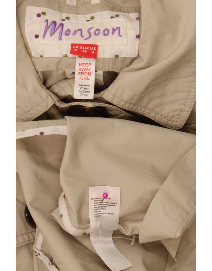 Trench pentru femei Monsoon UK 8 mic, bej, bumbac