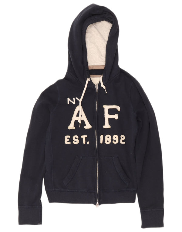 Pulover Abercrombie & Fitch pentru femei Crop Zip Hoodie UK 14 Medium Bleumarin