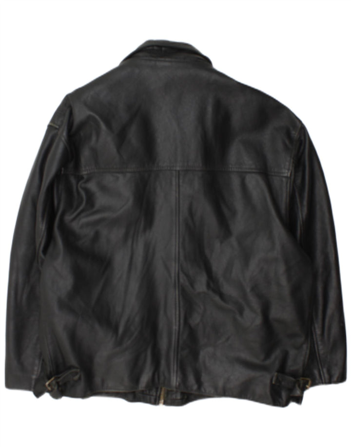 Jachetă de piele vintage pentru bărbați UK 42 XL neagră