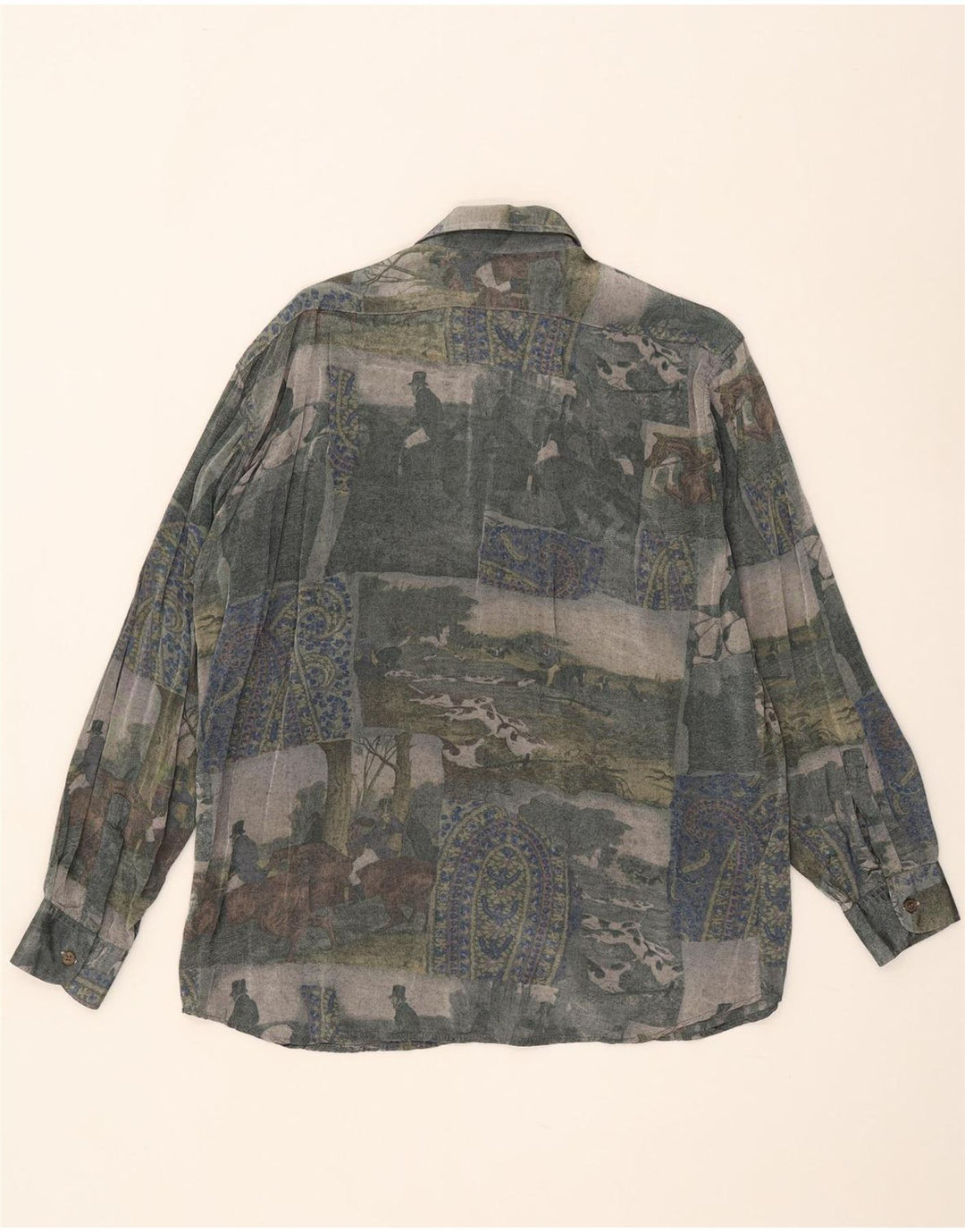 Cămașă Vintage pentru bărbați cu model abstract, raion mediu multicolor