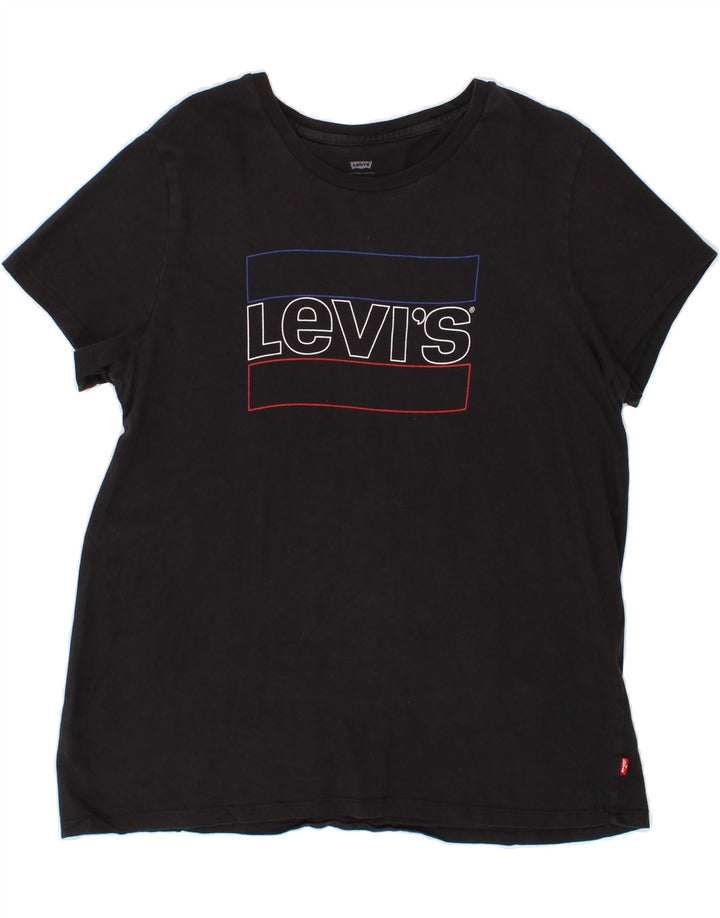 LEVI'S Womens Graphic T-Shirt Top UK 18 XL Black Vintage Levi's and Second-Hand Levi's from Messina Hembry 
