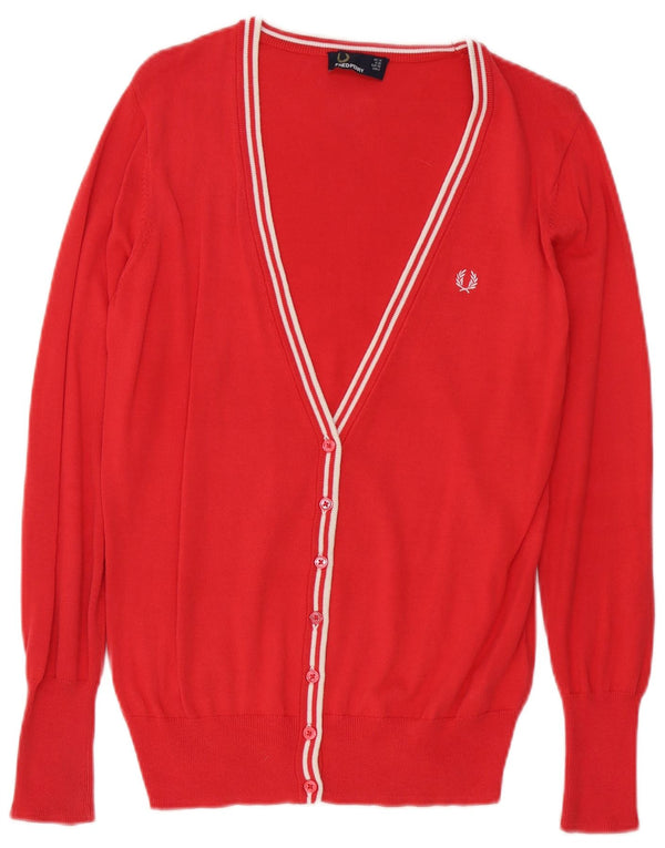 Pulover cardigan pentru femei Fred Perry UK 10 Bumbac roșu mic