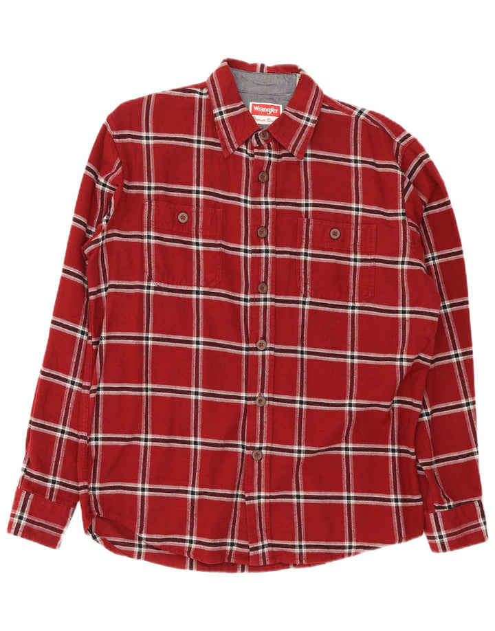 Cămașă de flanel pentru bărbați Wrangler, bumbac cu carouri roșii medii