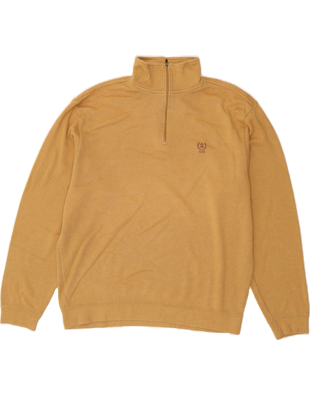 IZOD Mens Zip Neck Jumper Sweater Large Brown Cotton Vintage Izod and Second-Hand Izod from Messina Hembry 