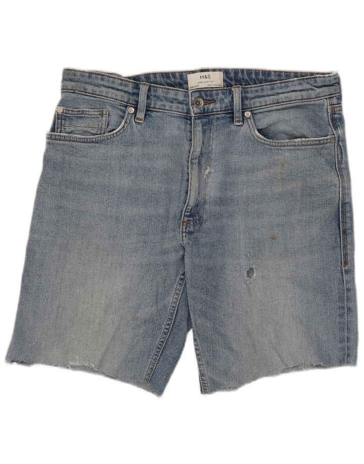 Pantaloni scurți din denim pentru bărbați Marks & Spencer W34, mare, albastru, bumbac
