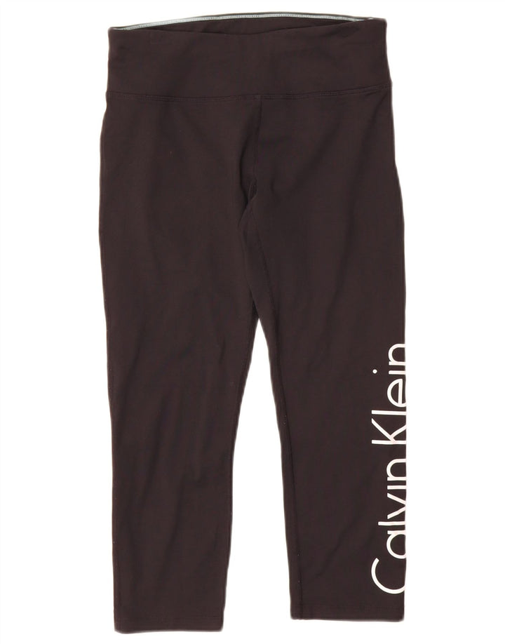Calvin Klein Leggings cu grafică pentru femei UK 10 Small Black Nylon