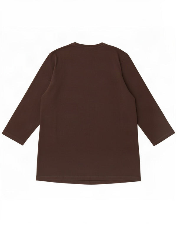 Trussardi Jeans Womens Graphic Top 3/4 Sleeve UK 20 2XL Brown Cotton