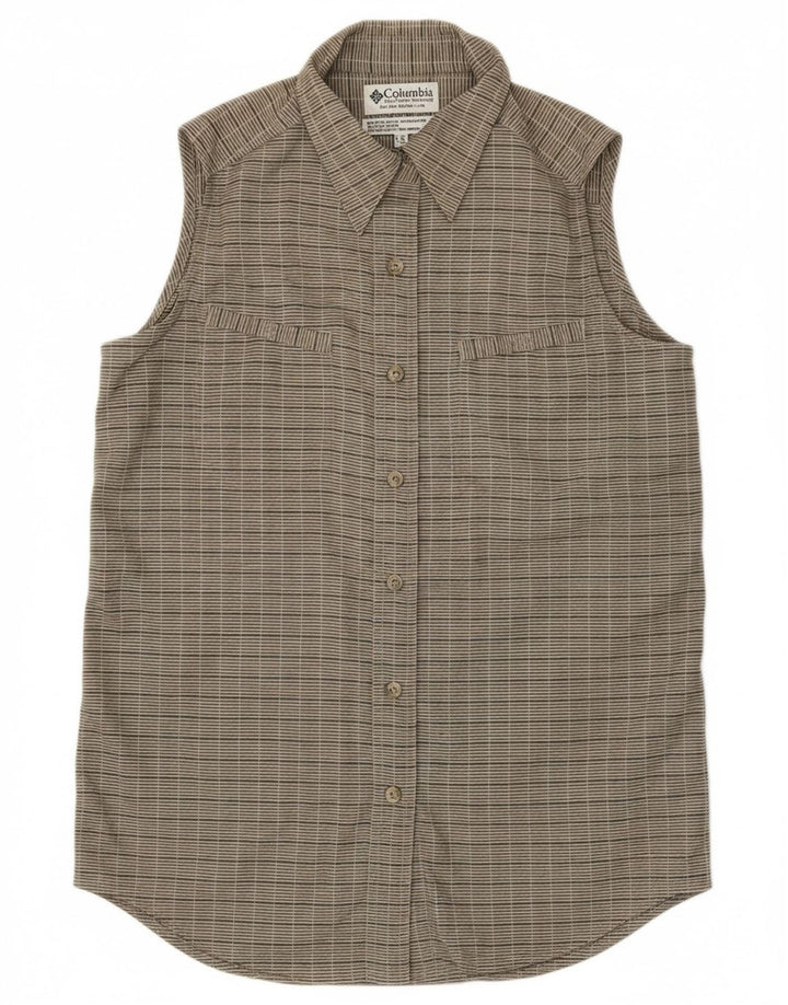 COLUMBIA Womens Sleeveless Shirt XS Grey Check Polyester