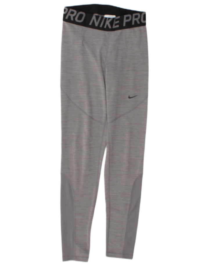 Leggings cu grafice Nike Dri Fit pentru femei UK 12 Gri mediu Colorblock