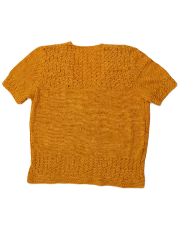 Cardigan vintage cu mânecă scurtă pentru femei UK 16 Large Yellow