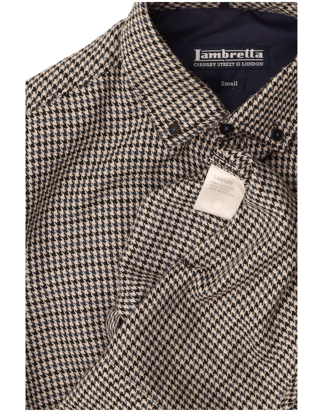 Cămașă de flanel pentru bărbați LAMBRETTA, bumbac mic negru cu picior de gală