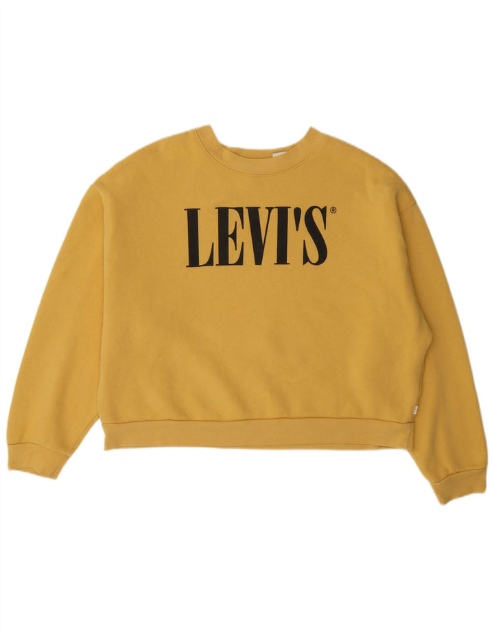 Pulover pentru femei Levi's Oversized Crop Graphic Pulover UK 14 Galben mediu