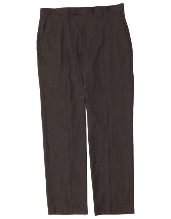 Marks & Spencer Pantaloni de costum pentru bărbați, drepti, cu croiala normală, L34 L33, gri