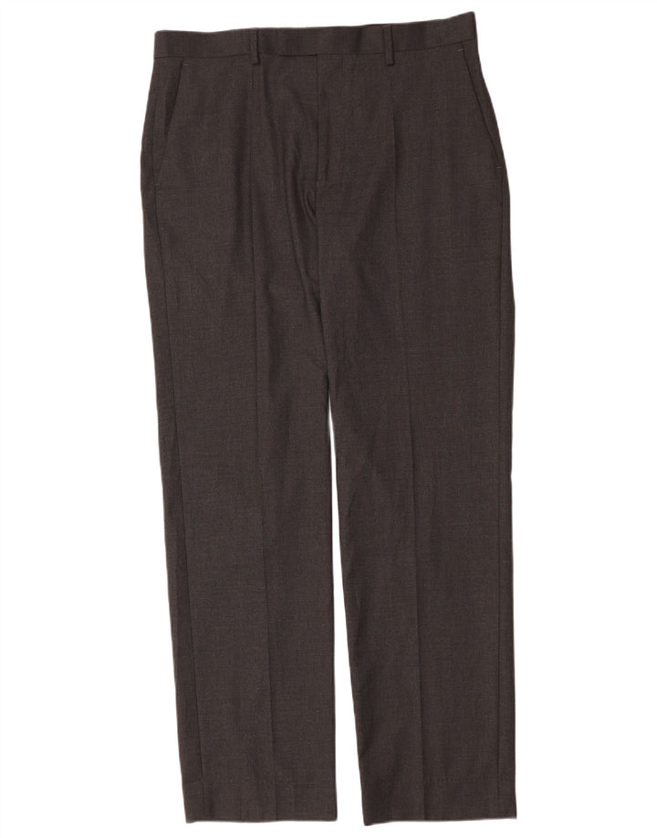 Marks & Spencer Pantaloni de costum pentru bărbați, drepti, cu croiala normală, L34 L33, gri