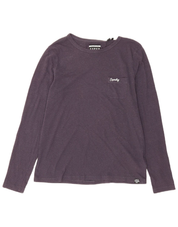 Top pentru femei Superdry cu mânecă lungă UK 12 mediu, bleumarin, bumbac