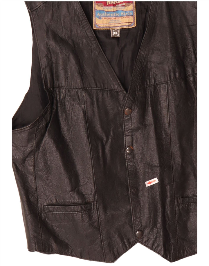 Vestă din piele pentru bărbați Akaso XL din piele neagră