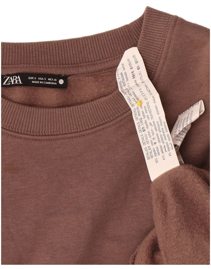 Pulover supradimensionat pentru femei Zara UK 10 Bumbac maro mic