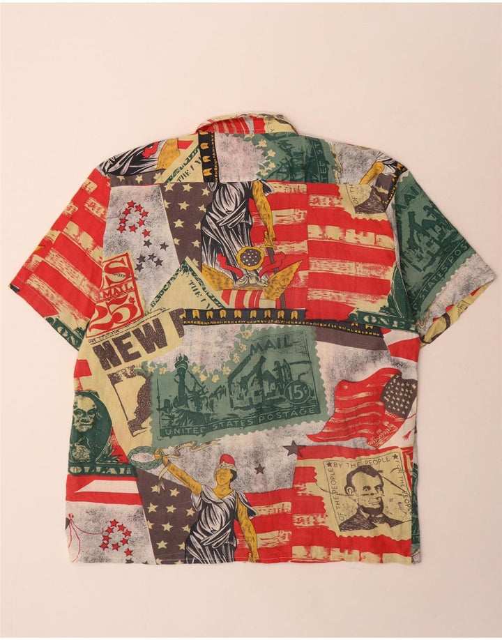Cămașă Vintage pentru bărbați cu model abstract Mărimea 43/44 mare multicoloră